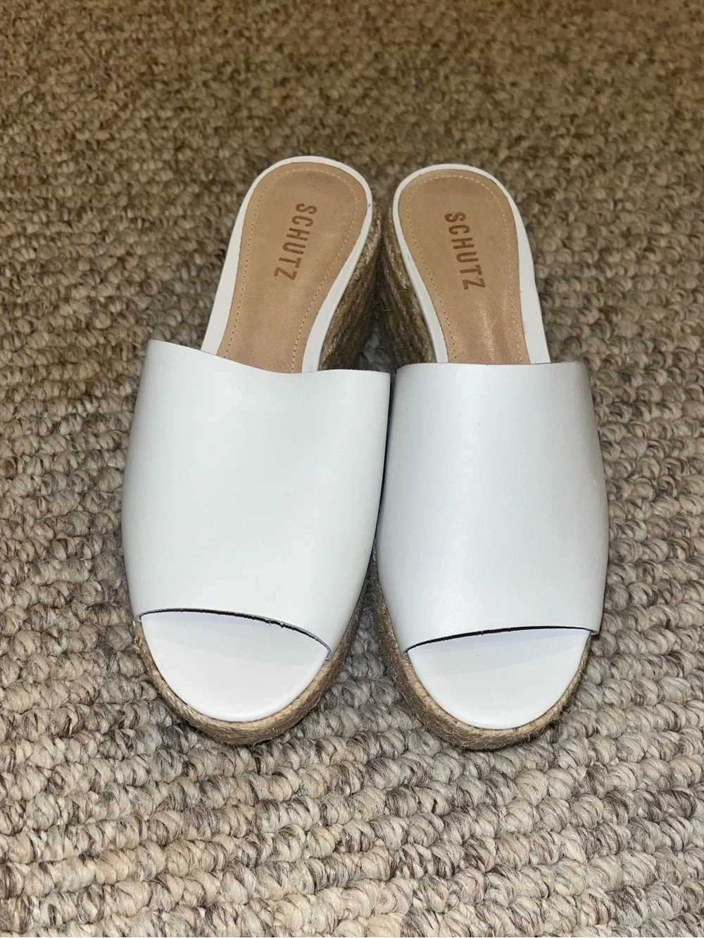 NWT Schutz Thalia White Slide Espadrille Platform Sandal - size 9